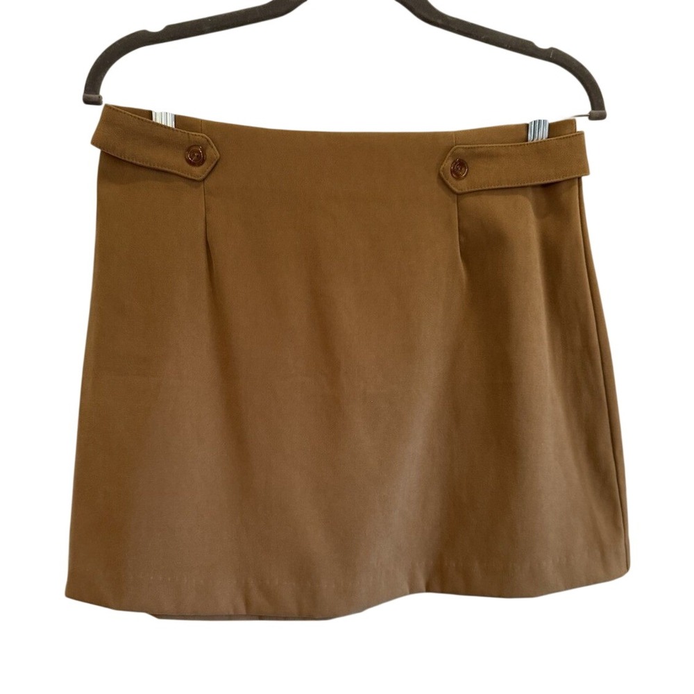 A. Byer Mini Skirt Womens 13 Brown Excellent Vintage 90s Button Tab A-Line‎